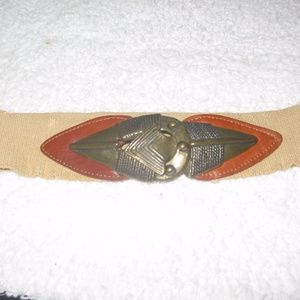 Tan/Leather Stretch Belt with Arrow Head Buckle